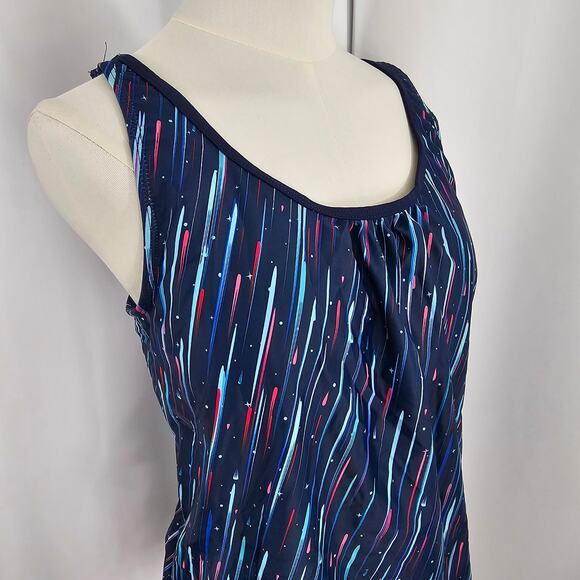 Yonique Women's Blue Blouson Tankini Set Side Shirred Boy Shorts Size L NWT - Picture 8 of 16